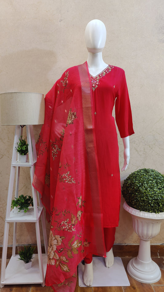 Muslin Kurti with pant and dupatta M91300HK