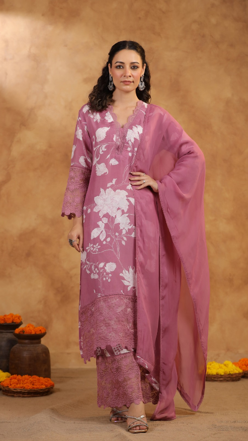Pure Muslin kurti with pant and Dupatta M91900/FL