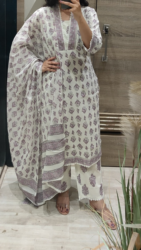 Pure Cotton kurti with pant and Dupatta M8870/FL