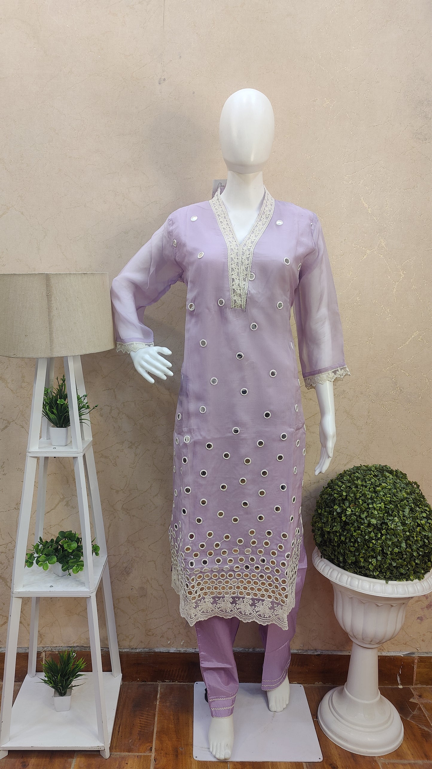 Pure Organza Kurti with pant and Dupatta MFL91750ORAl