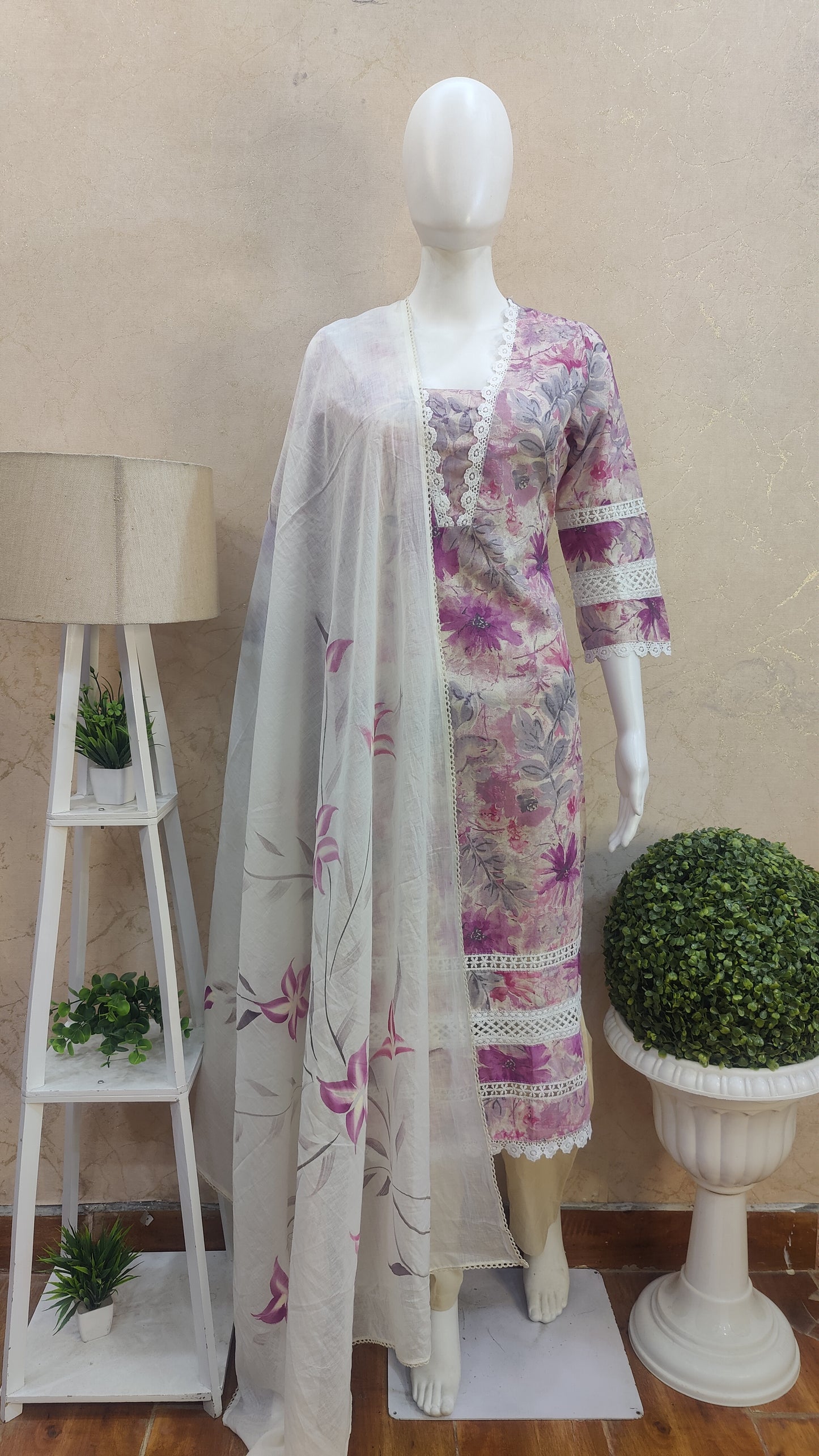 Pure Cotton Kurti with pant and Dupatta M1025/AU
