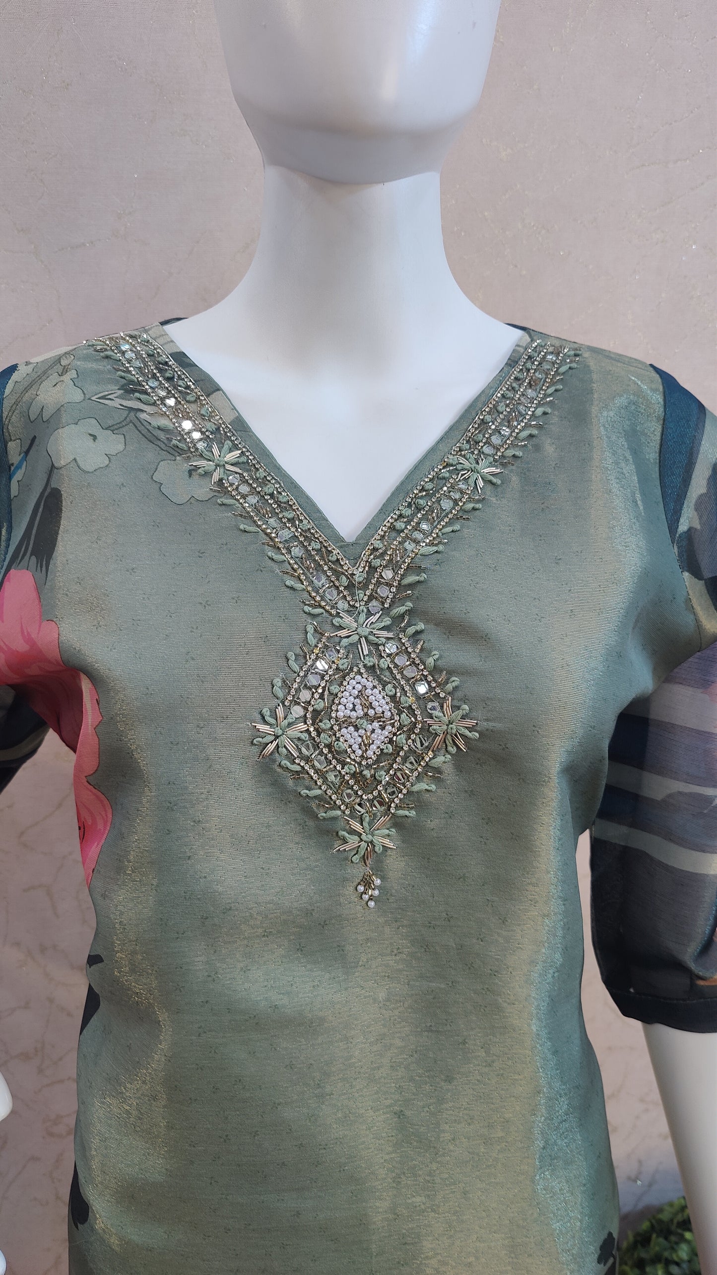 Silk Kurti with pant and Dupatta