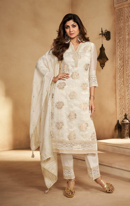 Pure Organza kurti with inner, pant and dupatta M92300/AUR