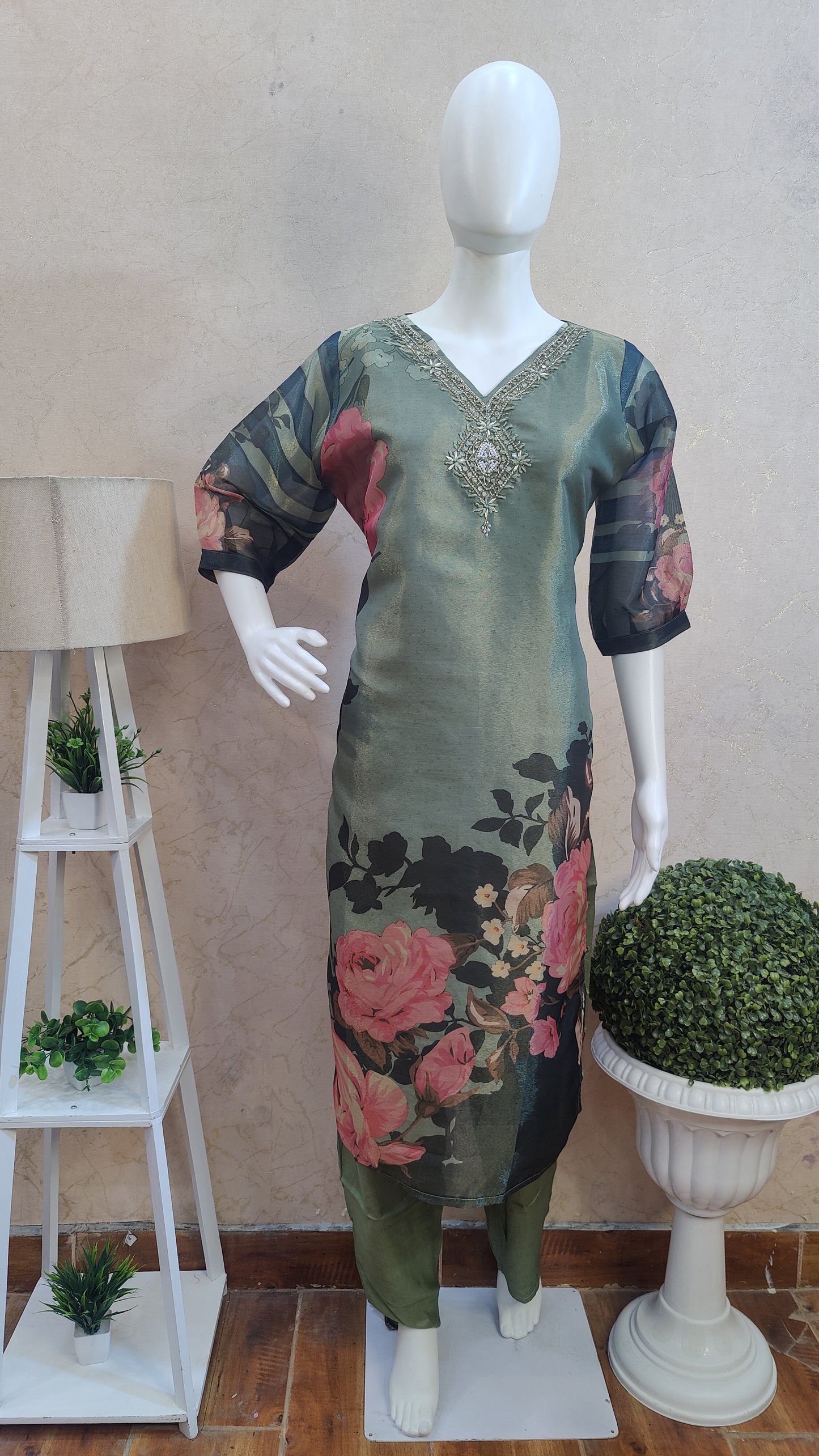 Silk Kurti with pant and Dupatta