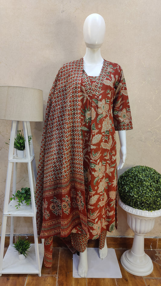 Pure Cotton kurti with pant and dupatta M9945RJP