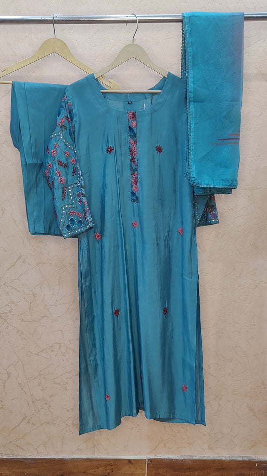 Silk kurti with pant and dupatta set M91125SS