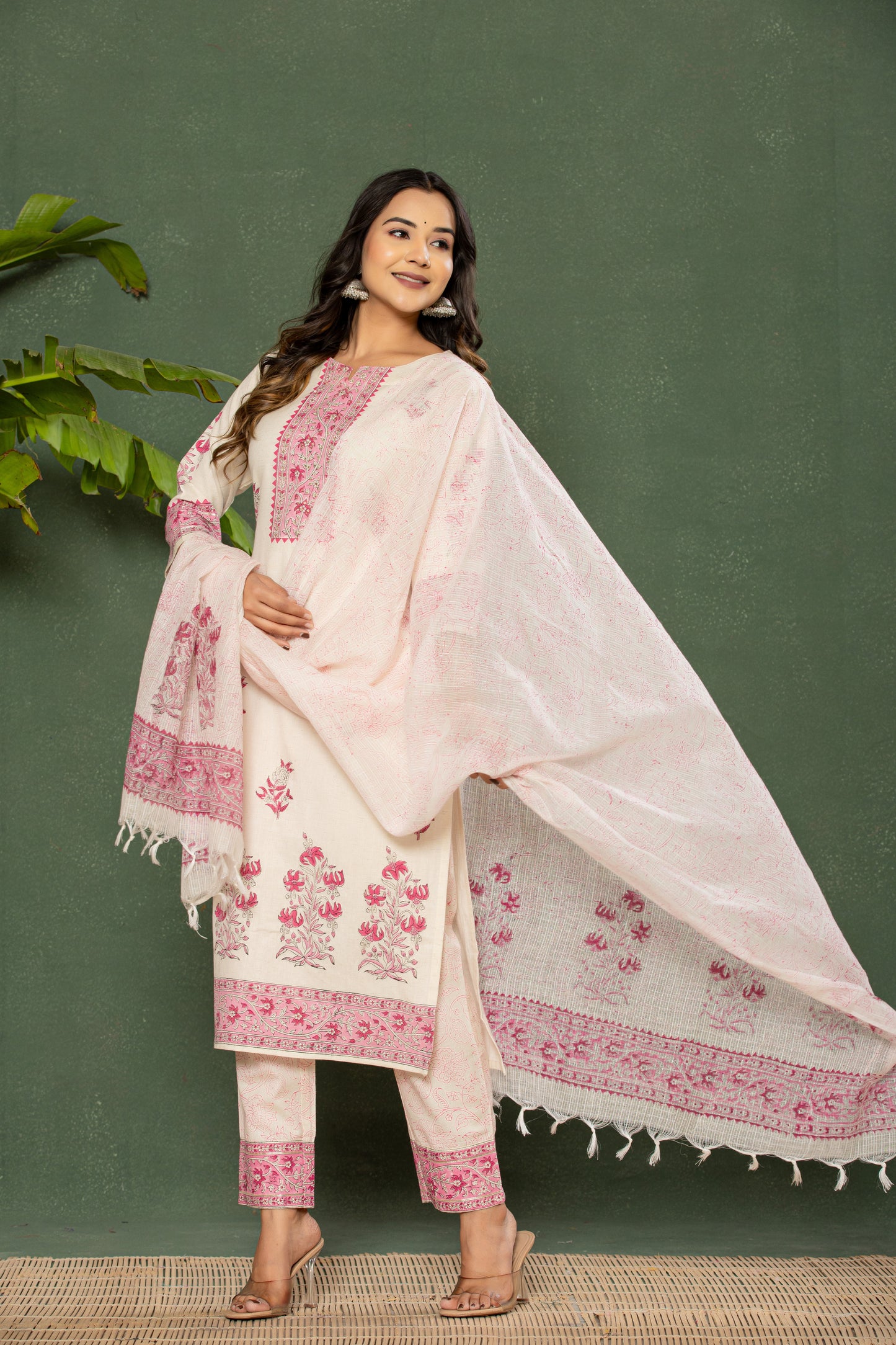 Linen Cotton kurti with pant and Dupatta M91050/FL