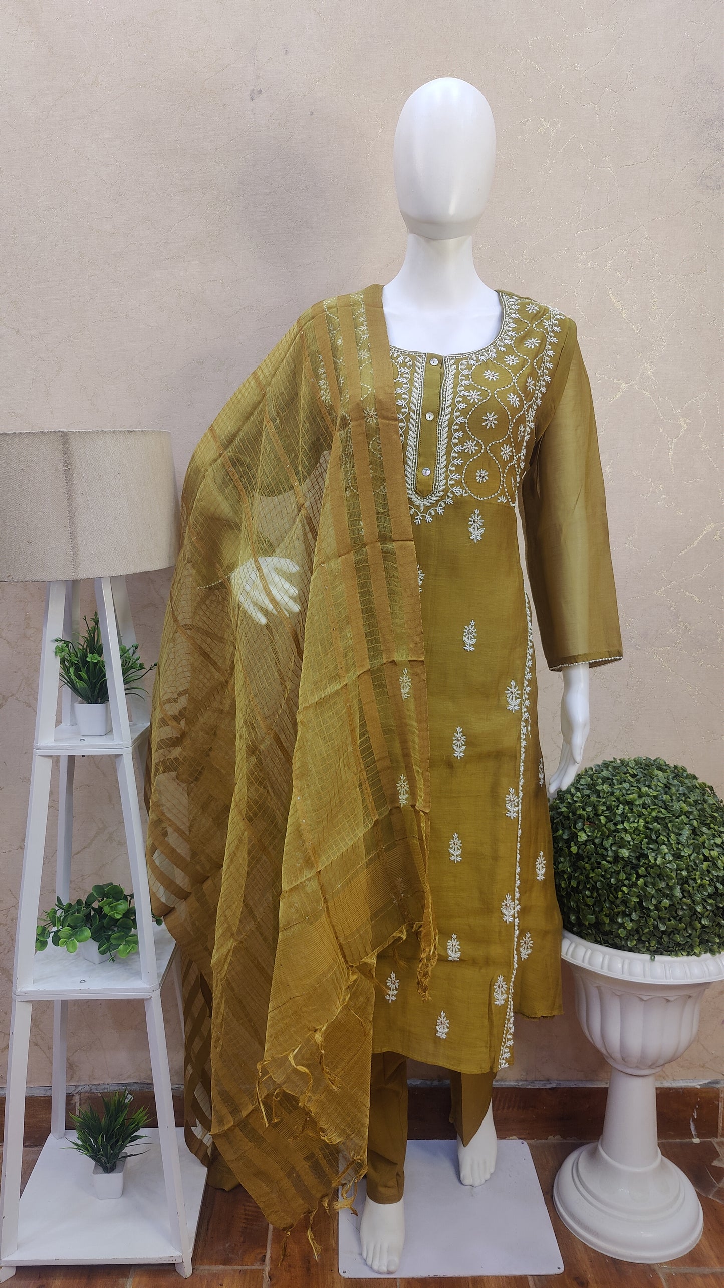 Pure Organza Kurti with pant and Dupatta GBM91565A