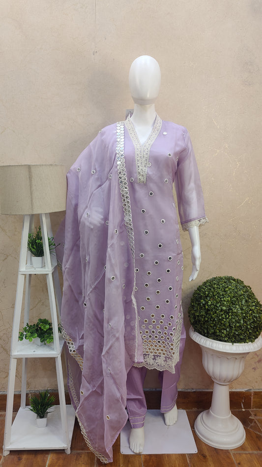 Pure Organza Kurti with pant and Dupatta MFL91750ORAl