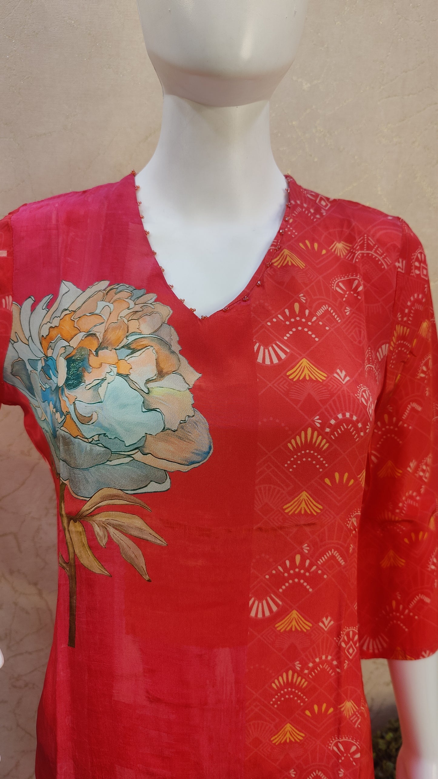 Pure Crape kurti with pant and Dupatta M91525CRAP