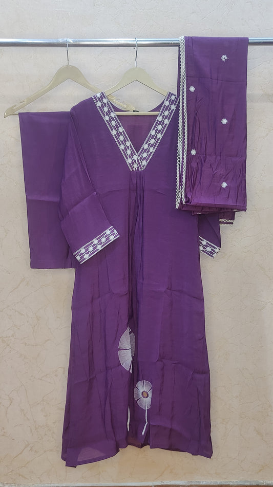 Mul Chanderi Kurti with pant and dupatta set M91425GB