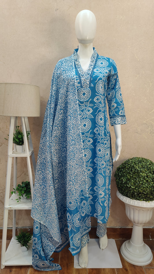 Pure Cotton Kurti with pant and dupatta M9920SS