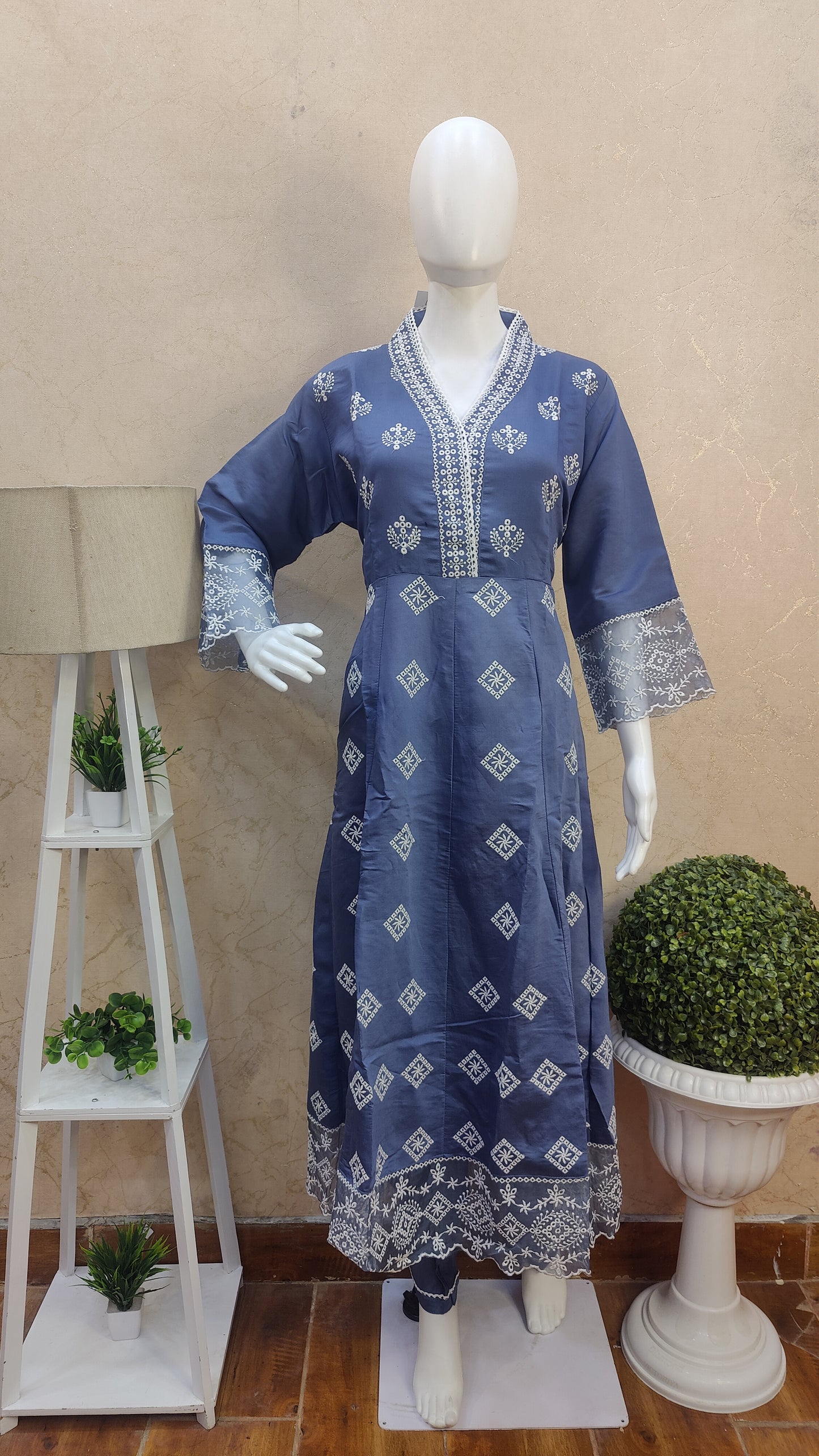 Silk A-Line kurti with pant and Dupatta MAMT91325SilKP