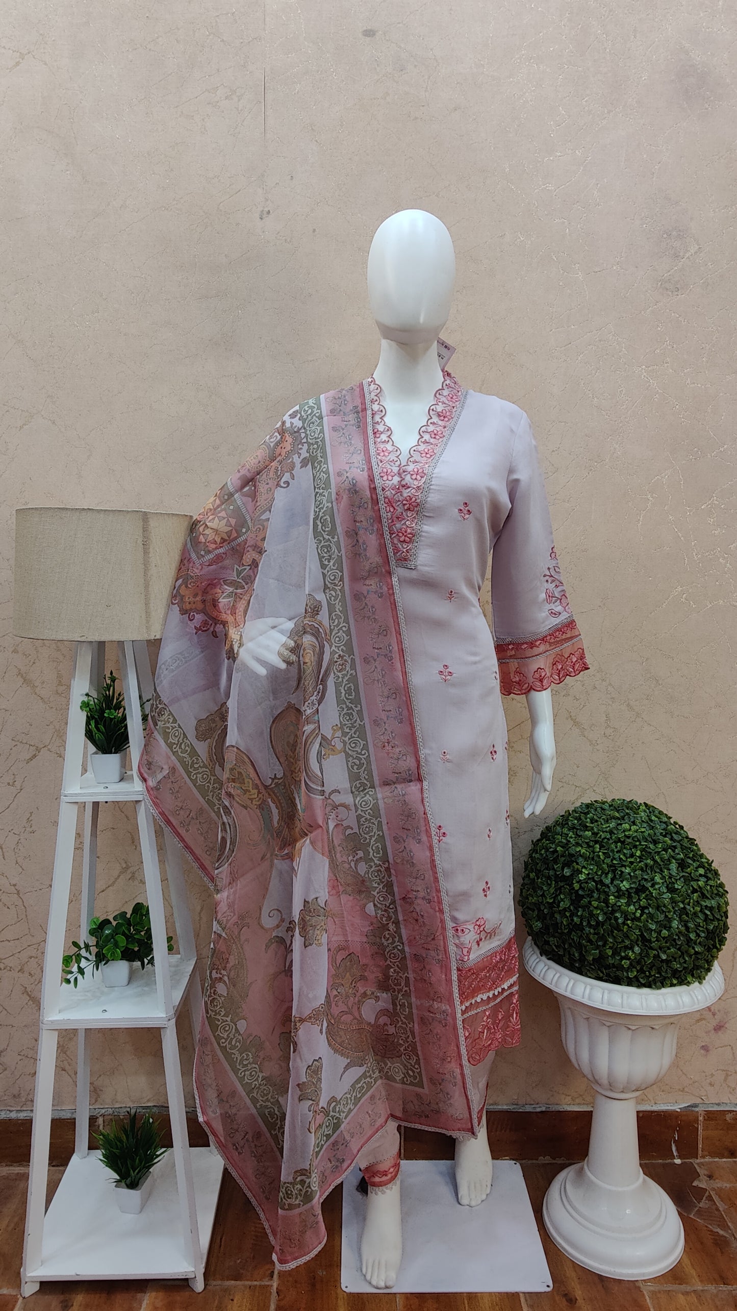 Pure Muslin kurti with pant and Dupatta