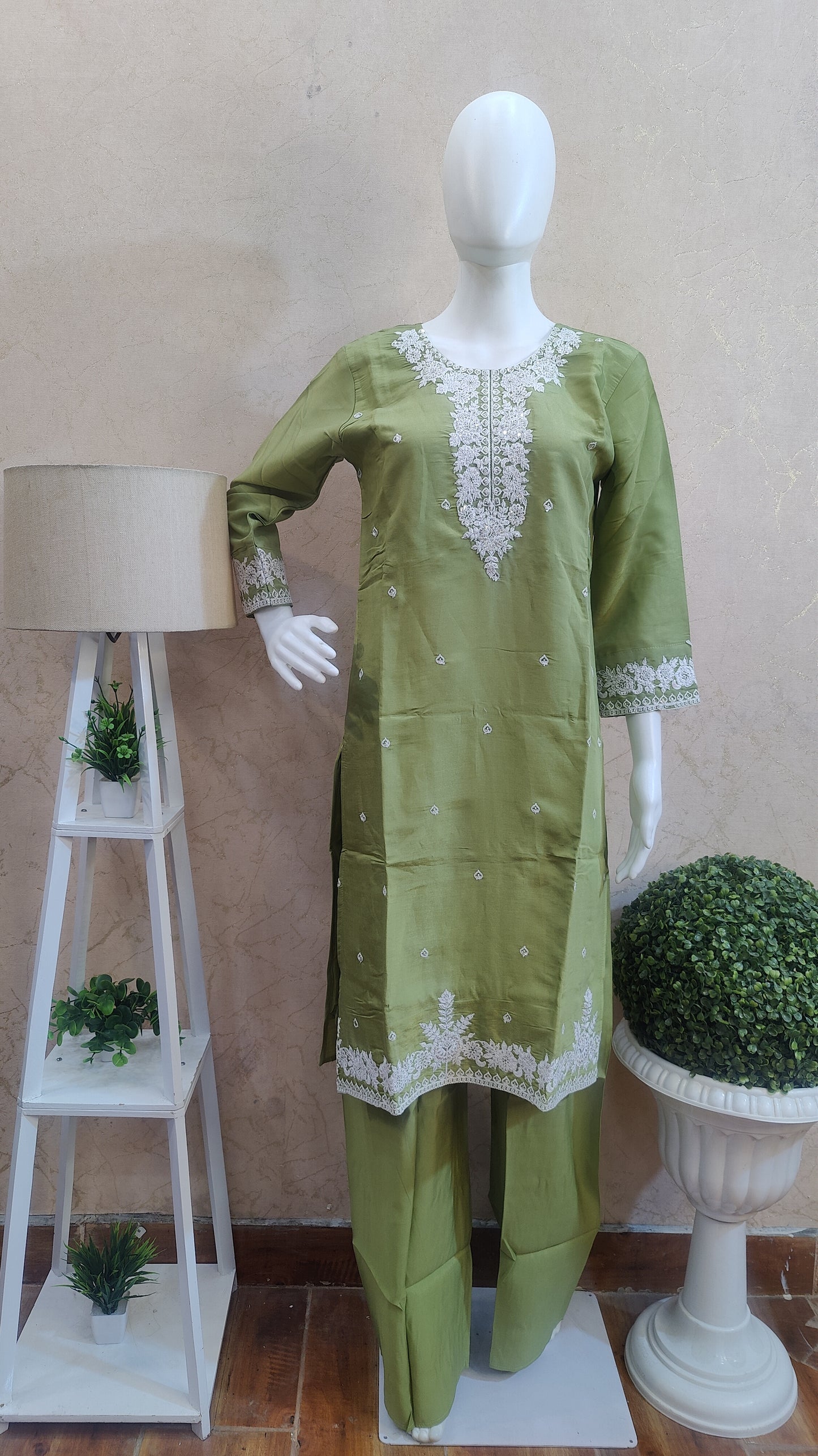 Silk Kurti With Pant And Dupatta M91325LTM