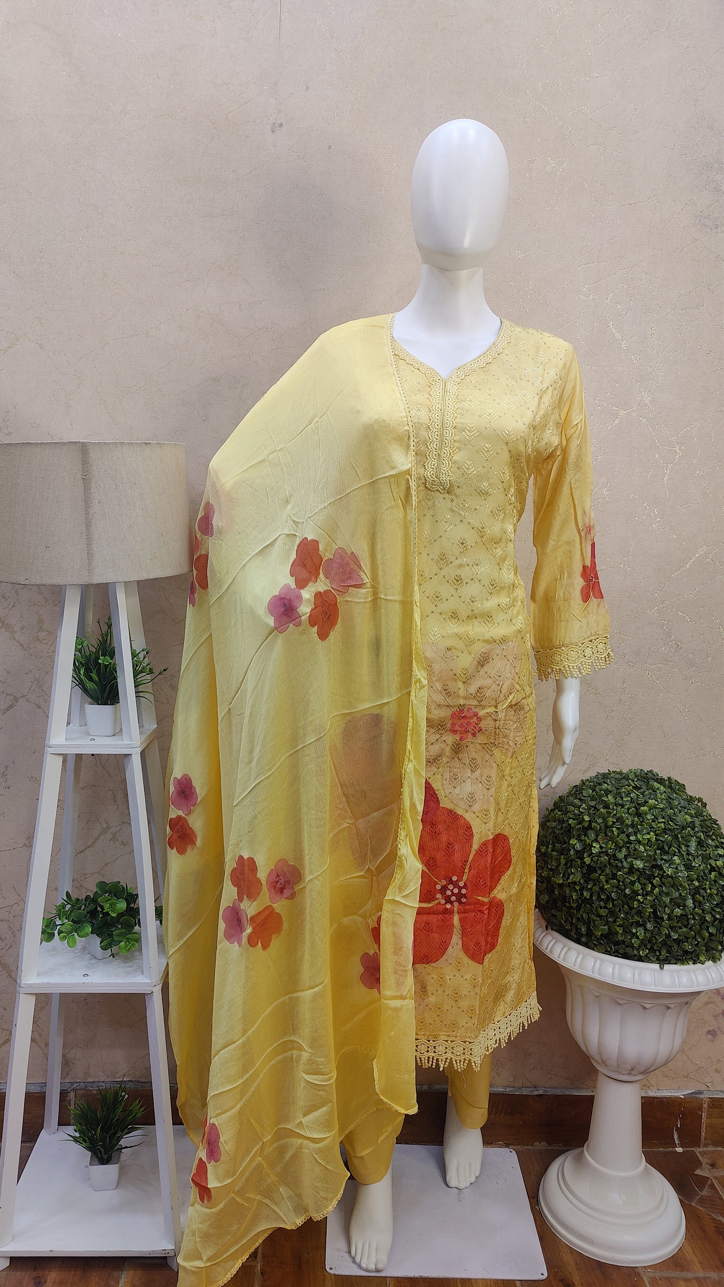 Schiffli kurti with pant and Dupatta MSG91600SHIFLIS